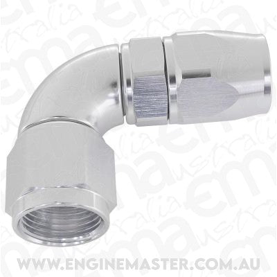 Aeroflow AF573-20DS 90 Deg -20AN Full Flow Teflon Hose End Silver 1 Piece Fullfl