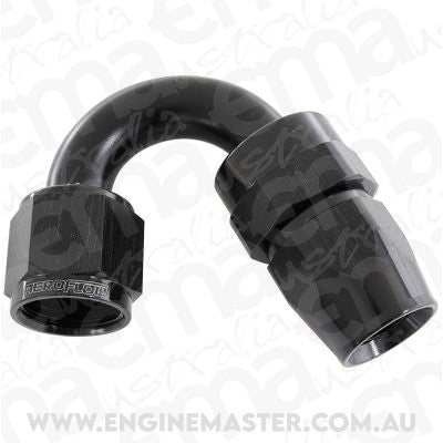 Aeroflow 200 & 250 series braided hose Alloy 150 Deg End -6AN Black Full Swivel Suit Teflon Aeroflow Performance Products AF205-06DBLK