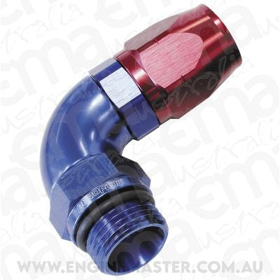 Aeroflow AF549-12-10 Male Hose End -10ORB To-12 Hosefull Flow Billet 90 Deg Blue