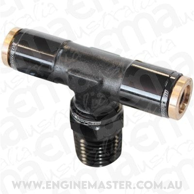Aeroflow Performance Products AF124-04BLK 1/4" NPT Tee to 2 x 1/4" 120 Series Nylon Black Fitting