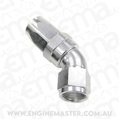 Aeroflow 100 & 450 series braided hose 45 Deg End -08AN Silver Full Flow Taper Style Aeroflow Performance Products AF152-08S