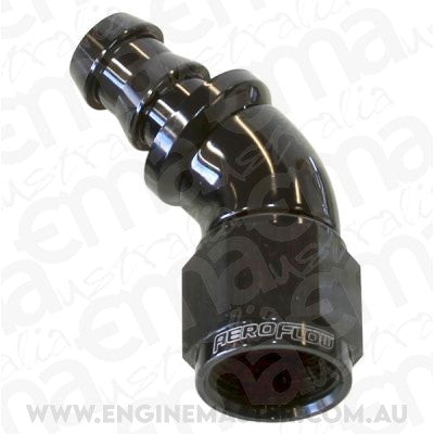 Aeroflow 400 series hose 6AN 45 Deg Full Flow Push Locblack Full Flow Push Lock Aeroflow Performance Products AF512-06BLK