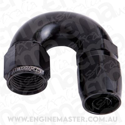 Aeroflow AF556-08BLK Alloy 180 Deg Hose End -8AN Black Cutter Style Full Flow