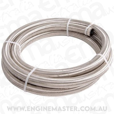 Aeroflow AF100-06-6M SS Braided Hose -6AN 6 Metre Length Clamshell Pack