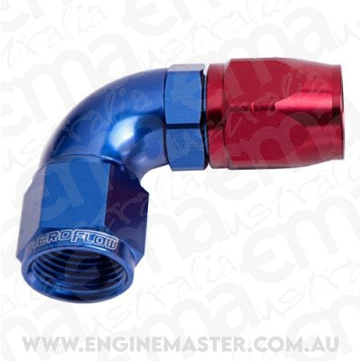 Aeroflow 100 & 450 series braided hose Alloy 90 Deg End -12AN Blue Cutter Style Full Flow Aeroflow Performance Products AF553-12