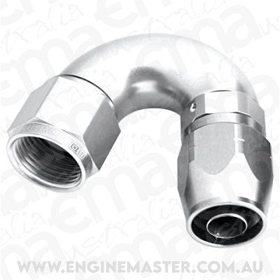 Aeroflow AF555-08S Alloy 150 Deg Hose End -8AN Silver Cutter Style Full Flow