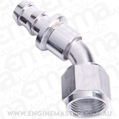 Aeroflow AF402-08S 45 Deg Push Lock End -8AN Silver No Clamp Required
