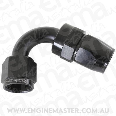 Aeroflow 200 & 250 series braided hose Alloy 120 Deg End -10AN Black Full Swivel Suit Teflon Aeroflow Performance Products AF204-10DBLK