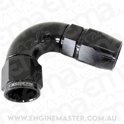 Aeroflow 200 & 250 series braided hose 120 Deg -10AN Full Flow Teflon End Black 1 Piece Fullflo Aeroflow Performance Products AF574-10DBLK