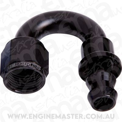 Aeroflow 400 series hose 180 Deg Push Lock End -6AN Black No Clamp Required Aeroflow Performance Products AF406-06BLK