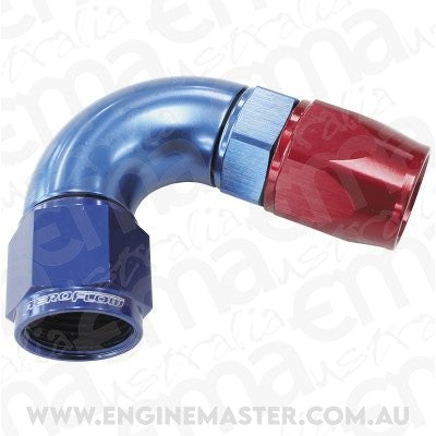 Aeroflow 200 & 250 series braided hose 120 Deg -10AN Full Flow Teflon End Blue 1 Piece Fullflow Aeroflow Performance Products AF574-10D