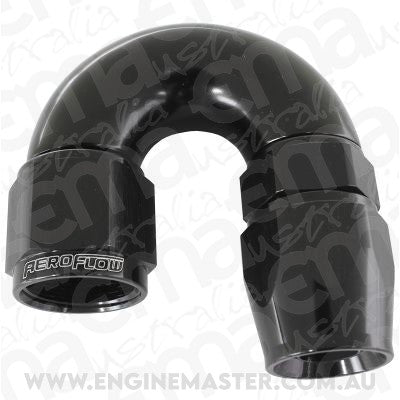 Aeroflow AF576-08DBLK 180 Deg -8AN Full Flow Teflon Hose End Black 1 Piece Fullflo