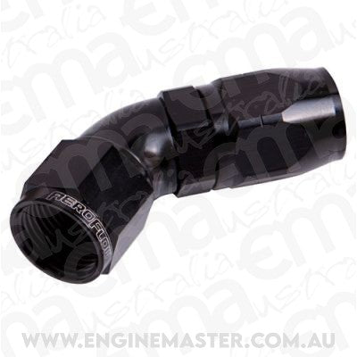 Aeroflow 100 & 450 series braided hose Alloy 45 Deg End -8AN Black Cutter Style Full Flow Aeroflow Performance Products AF552-08BLK