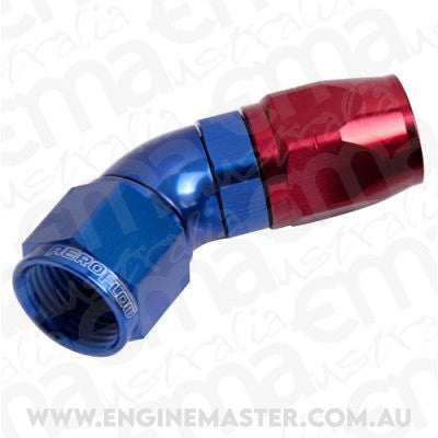 Aeroflow 100 & 450 series braided hose Alloy 45 Deg End -20AN Blue Cutter Style Full Flow Aeroflow Performance Products AF552-20