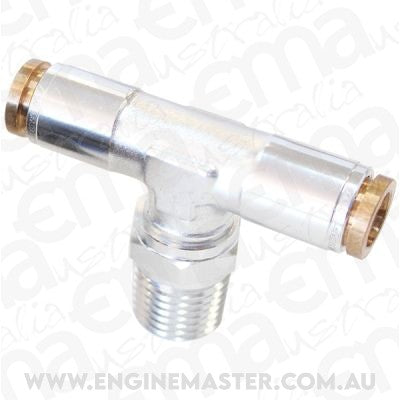 Aeroflow Performance Products AF124-04S 1/4" NPT Tee to 2 x 1/4" 120 Series Nylon Silver Fitting