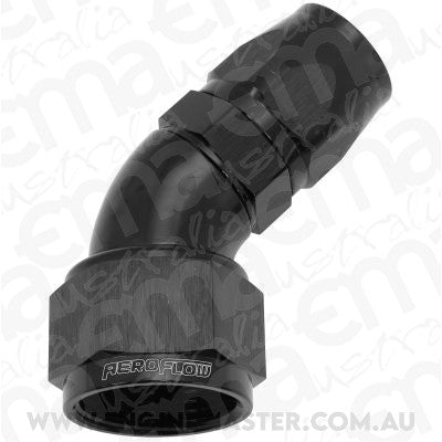 Aeroflow AF552-12-16BLK Stepped 45 Deg Hoseend -12 Hosto -16AN Reducer Hose End Blac