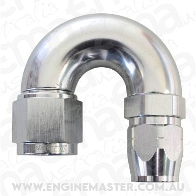 Aeroflow AF556-08-10S Stepped 180 Deg Hoseend -8 Hosto -10AN Reducer Hose End Silv