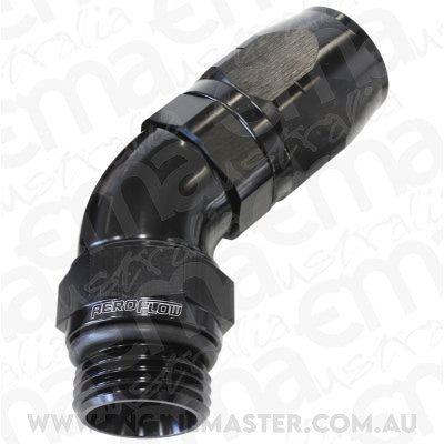 Aeroflow AF544-12-12BLK Male Hose End -12ORB to 12 Hosefull Flow Billet 45 Deg