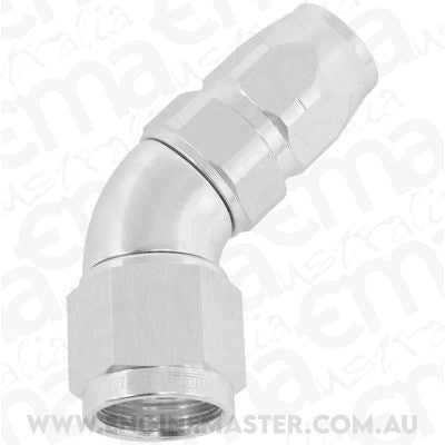 Aeroflow Performance Products AF552-06-08S Stepped 45 Deg Hoseend -6 Hoseto -8AN Reducer Hose End Silve