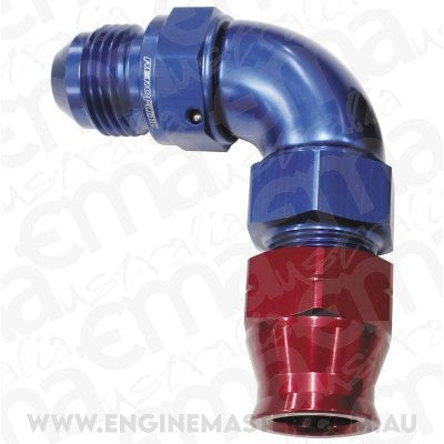 Aeroflow Performance Products AF137-04 1/4" Tube 90 Deg Male -4AN Blue Swivel Nut with Olive