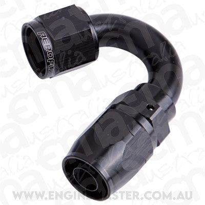 Aeroflow AF505-12BLK Alloy 150 Deg Hose End -12AN Black Cutter Style Full Swivel