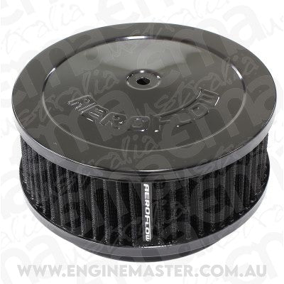 Single 2-3-4barrel, 5-1/8 in. neck 6-3/8" x 2-1/2" Air Clean Assembly Black Cotton Aeroflow Performance Products AF2251-1331