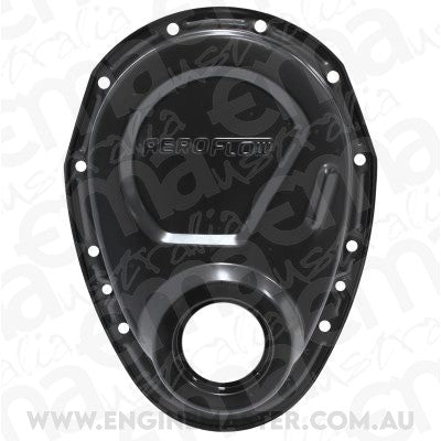 Aeroflow AF1828-2000 Sb Chev Timing Cover Black Gaskets Bolts & Seal