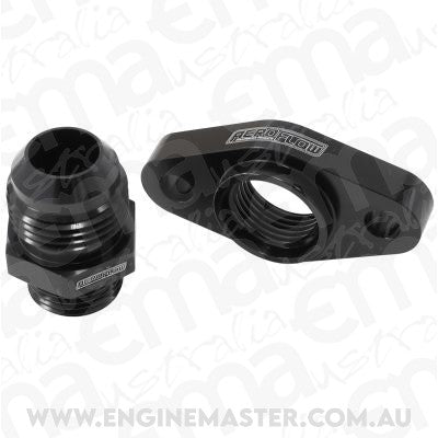 Turbo Drain Adapter (With -12AN Fitting, 51mm Hole Centre. Black Finish.)