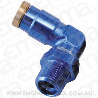 Aeroflow Performance Products AF123-04 1/4" NPT 90 Degree to 1/4" 120Series Nylon Blue Fitting