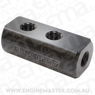 Aeroflow AF456-01-04BLK Compact Distribution Block 1 In 4 Out All Port S 1/8" NPT
