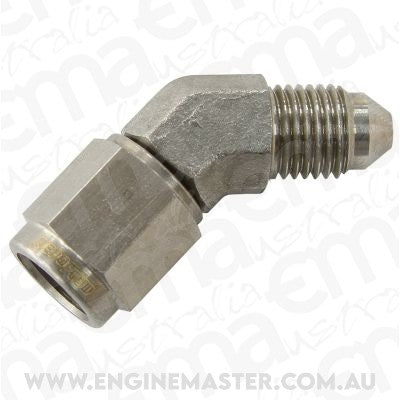 Aeroflow AF142-04SS S/S 45 Deg -4AN Female - Male Stainless Steel