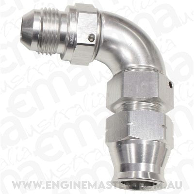 Aeroflow AF137-06S 3/8" Tube 90 Deg Male -6AN Silver Swivel Nut with Olive
