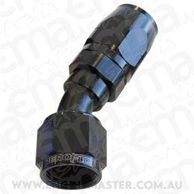 Aeroflow 100 & 450 series braided hose Alloy 30 Deg End -4AN Black Cutter Style Full Swivel Aeroflow Performance Products AF507-04BLK