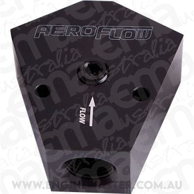 Aeroflow AF451-10-08BLK Fuel Block 1/2 - 3/8 In - Out Black 1/8" NPT Port