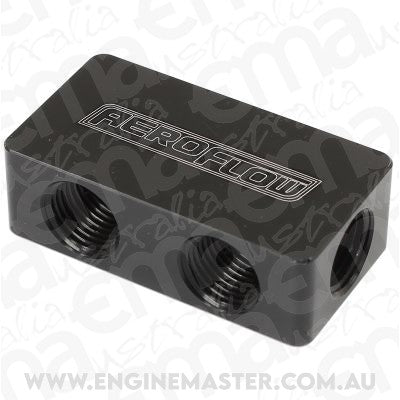 Aeroflow AF456-02-04BLK Compact Distribution Block 2 In 4 Out All Port S 1/8" NPT