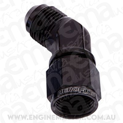 Aeroflow AF142-10BLK 45 Deg Female - Male -10AN Black Swivel Nut