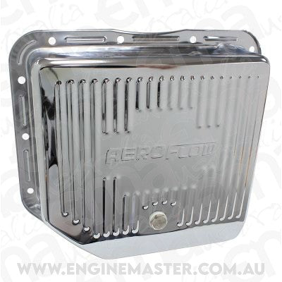 GM Turbo 350 Transmissions Th350 Deep Transmission Pan Chrome W/ Drain Plug Aeroflow Performance Products AF1825-3003