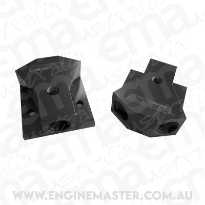 Aeroflow AF453-08BLK Billet Y-Block 3x -8 ORB Port Sblack with Mounting Pad