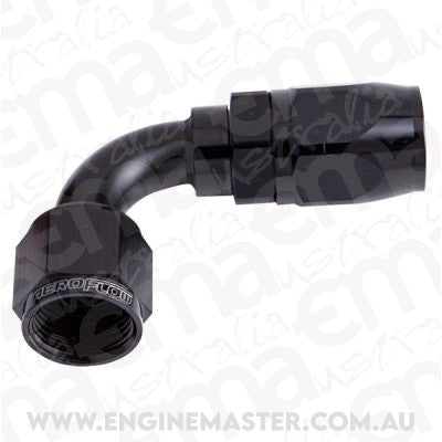 Aeroflow 100 & 450 series braided hose Alloy 90 Deg End -10AN Black Cutter Style Full Swivel Aeroflow Performance Products AF503-10BLK