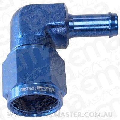 Aeroflow AF413-08-06 Female -8AN 90Deg to 3/8" Barb Blue Swivel Nut