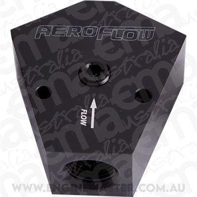 Aeroflow AF451-12BLK Fuel Block 3/4"- 3/4" In - Outblack 1/8" NPT Port & Mount