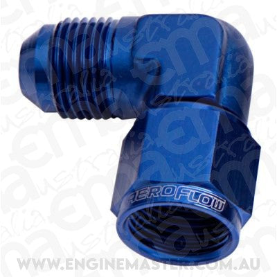 Aeroflow Performance Products AF143-16 90 Deg Female - Male -16AN Blue Swivel Nut