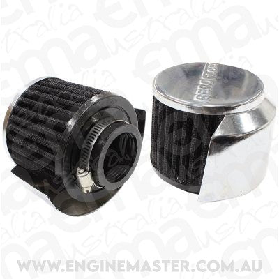 Aeroflow AF2871-1513 1-3/8" Breath Filter W/ Shield3" O.D 2-1/2" H Chrome Top