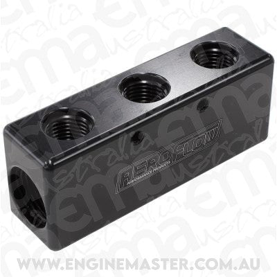 Aeroflow AF456-08-06BLK 3x -6ORB 2x -8ORB Distribution Block Black Compact Style