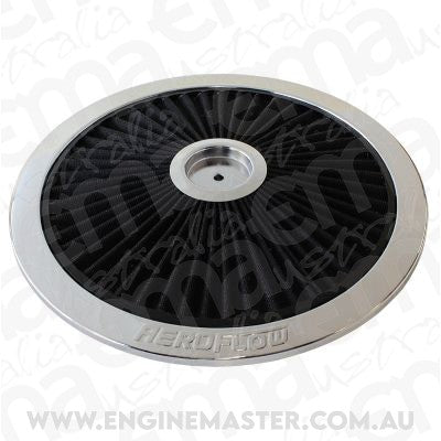 Aeroflow AF2851-1401 14" Chrome Full Flow Top Plateblack Cotton Hi Flow & Filtrat