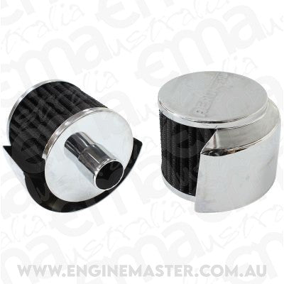 Aeroflow AF2871-1520 1" Push In Breather W/ Shield3" O.D 2-1/2" H Chrome Top