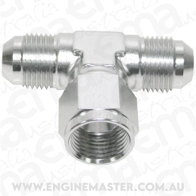 Aeroflow AF144-16S AN Tee -16AN Female Nut Silver Swivel Nut On Side