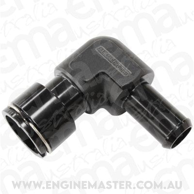 Aeroflow AF50-1000 LSA S/Charger Water Fitting 90Deg to 5/8" Barb Clip On F/Mal