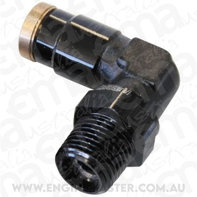 Aeroflow AF123-04-02BLK 1/8" NPT 90 Degree to 1/4" 120Series Nylon Black Fitting