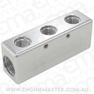Aeroflow AF456-08-06S 3x -6ORB 2x -8ORB Distribution Block Silver Compact Style